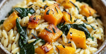 Creamy Orzo with Roasted Butternut Squash and Spinach