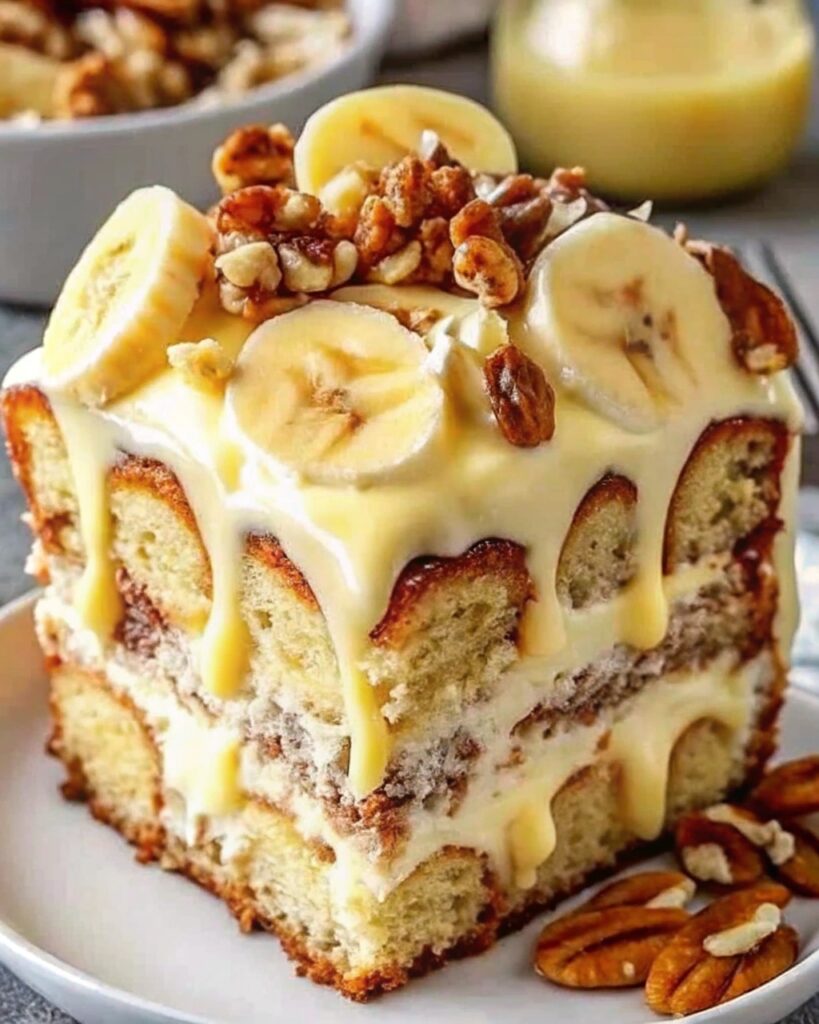 Walnut Cake with Creamy Vanilla Sauce