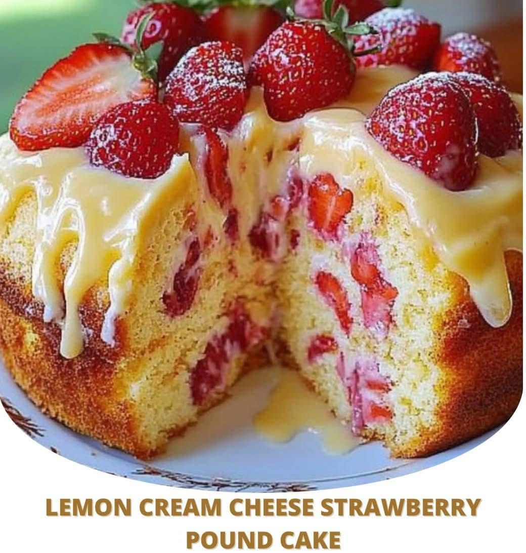 Lemon Cream Cheese Strawberry Pound Cake