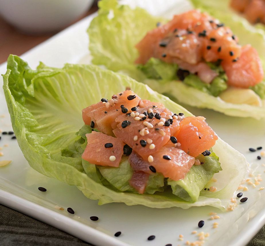 Salmon Tartare Lettuce Cups with Avocado