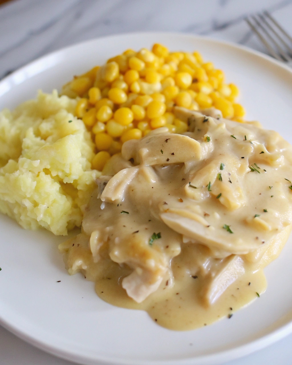 Creamy Chicken and Gravy Over Mashed Potatoes Recipe