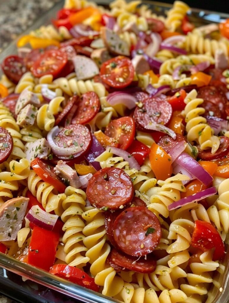 Box of tricolored pasta