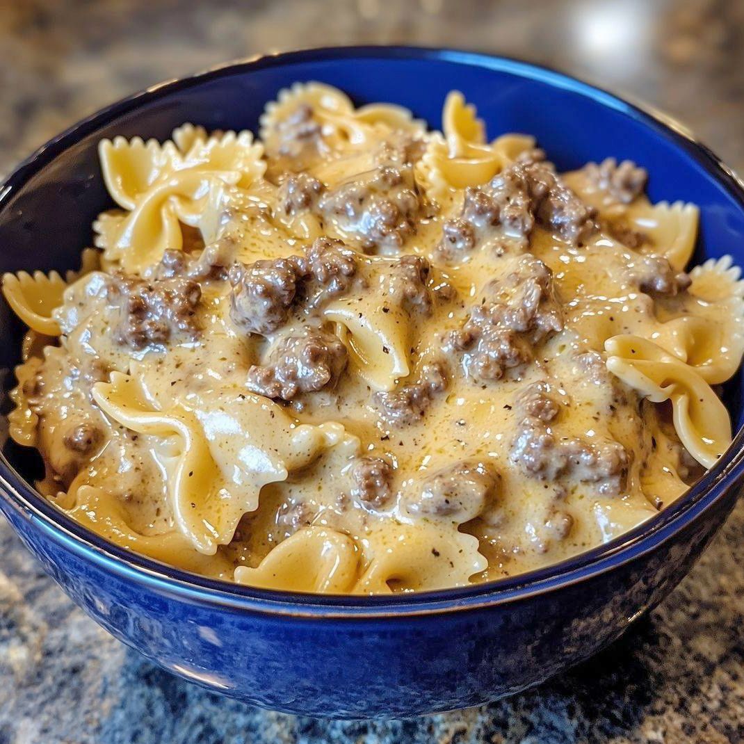 Creamy Beef and Bowtie Pasta