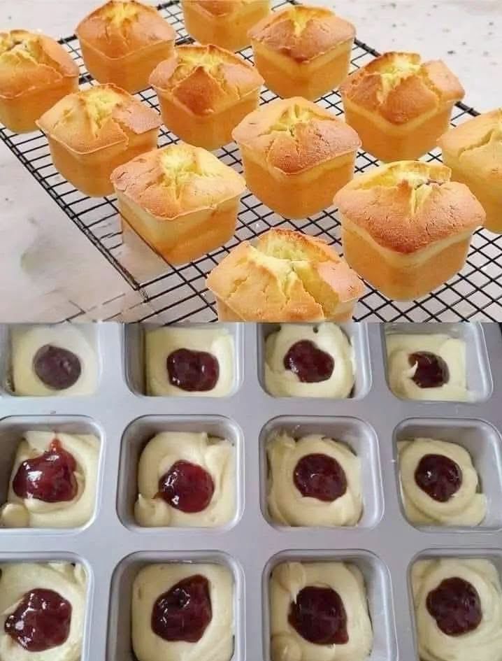 Fluffy Jam-Filled Mini Cakes Recipe