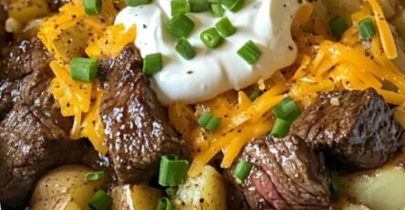 Crockpot Loaded Steak and Potato Bake