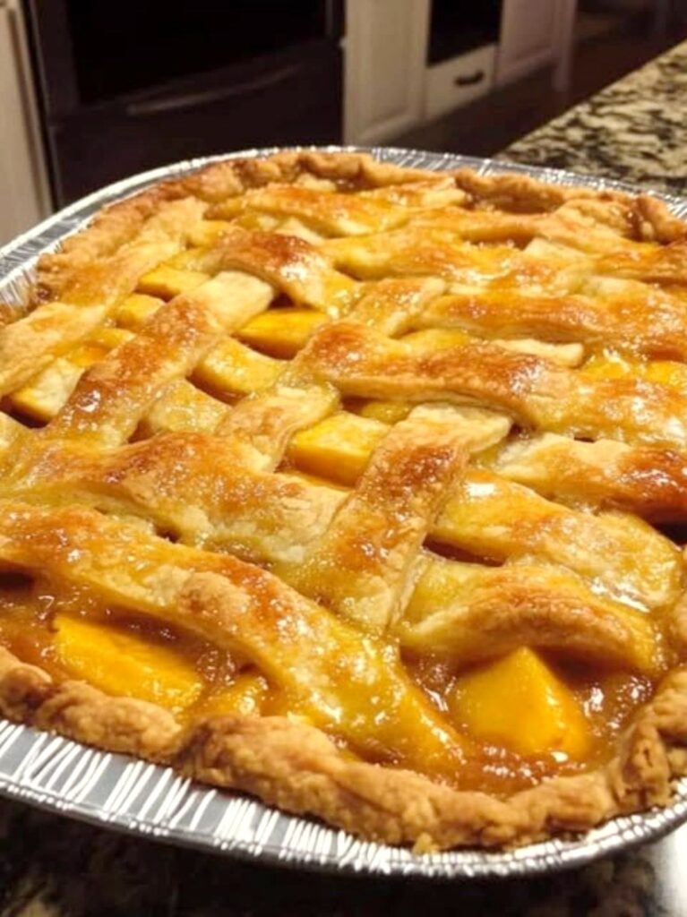 Homemade Peach Pie Recipe with Lattice Crust