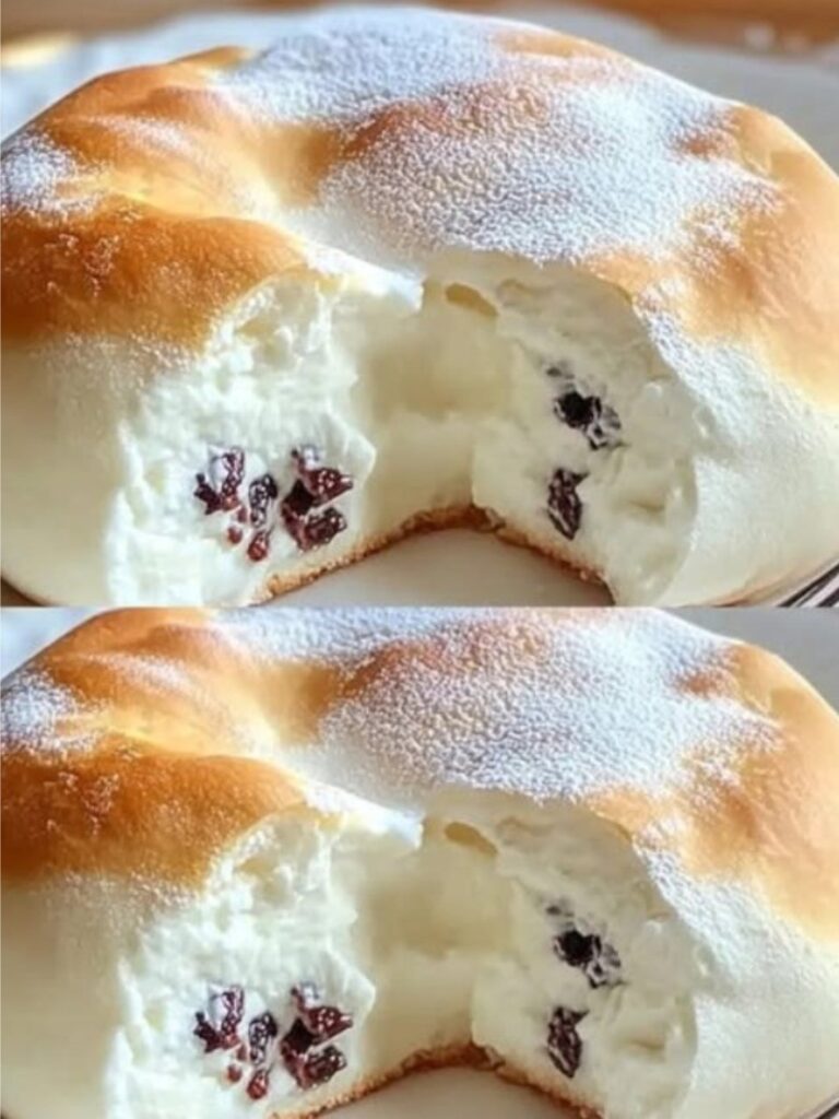 Fluffy Baked Cream Cheese Cake with Raisins