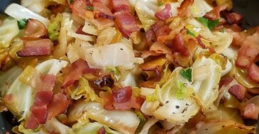 Fried cabbage with bacon and onion recipe
