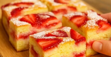 Fluffy Strawberry Cake Bars