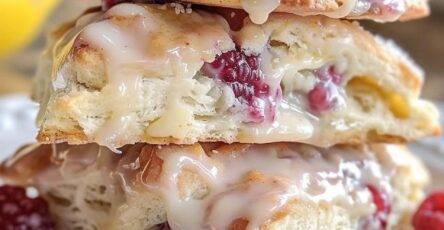 Fresh Raspberry Lemon Scones with Sweet Glaze