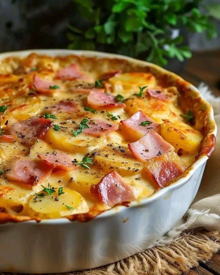 Creamy Potato Gratin with Ham