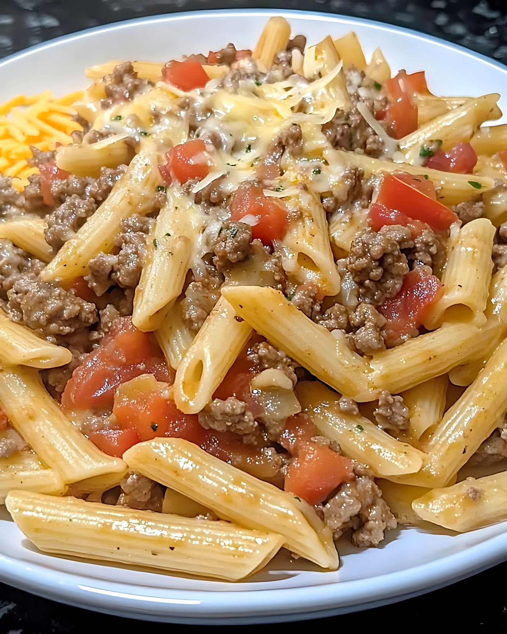 Cheesy Ground Beef Penne Pasta