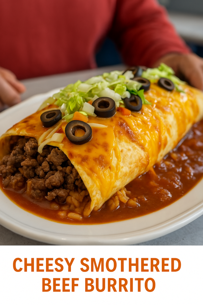 Cheesy Smothered Beef Burrito
