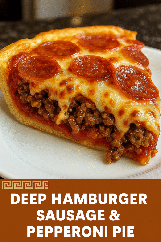 Deep Hamburger Sausage & Pepperoni Pie