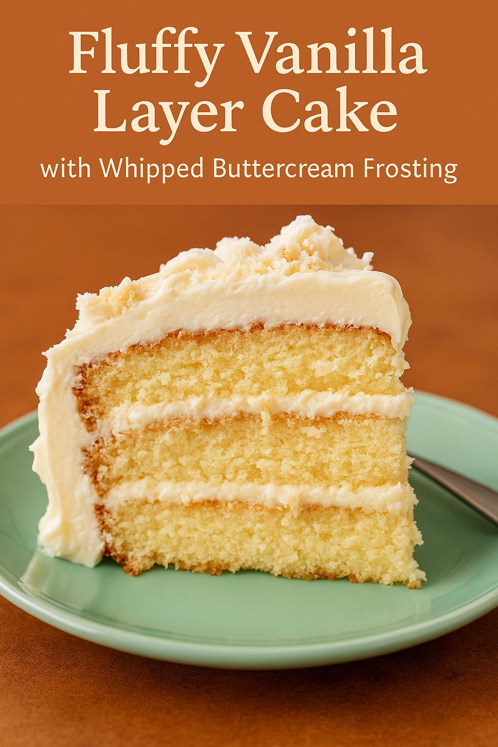 Fluffy Vanilla Layer Cake with Whipped Buttercream Frosting