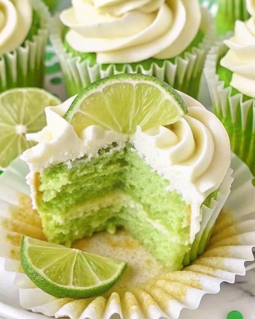 Key Lime Cupcakes Filled with Creamy Lime Frosting