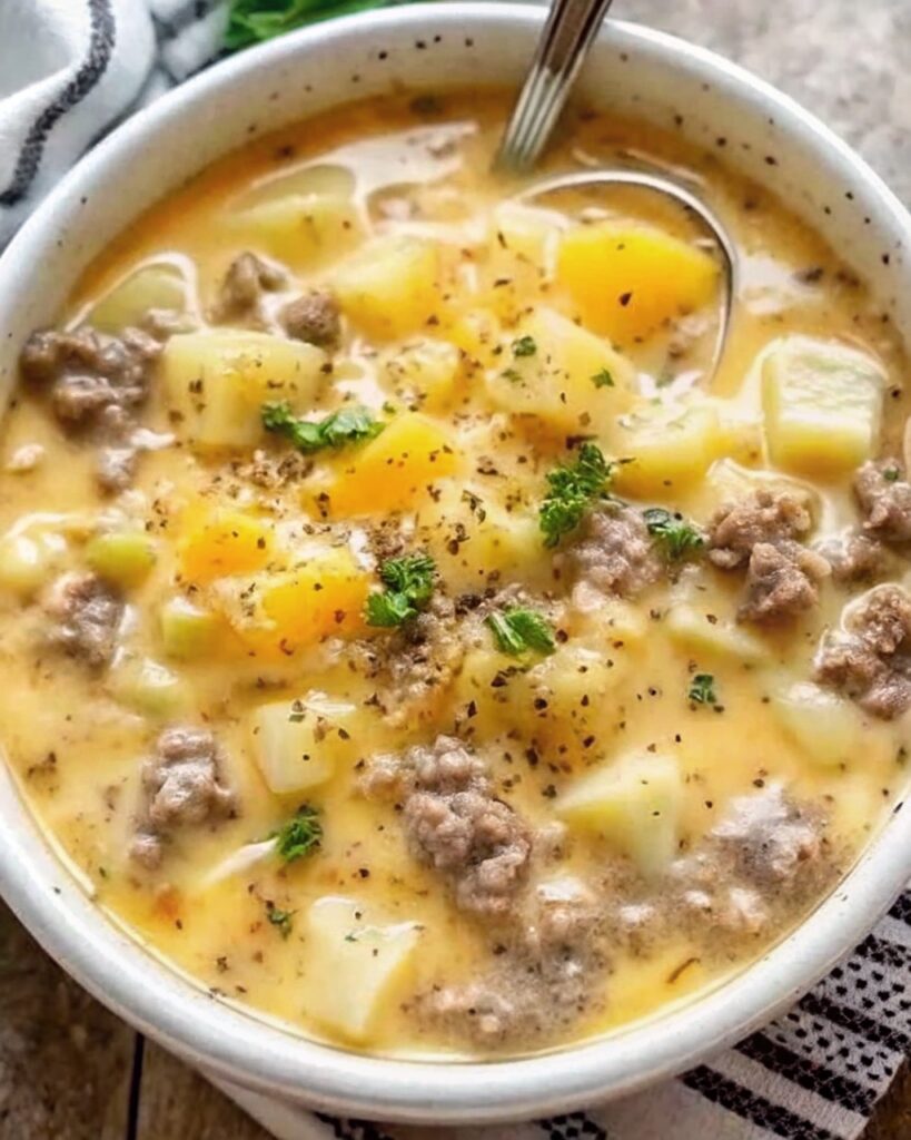 Cheesy Hamburger Potato Soup