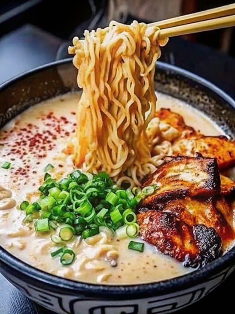 Creamy Spicy Chicken Ramen Noodles