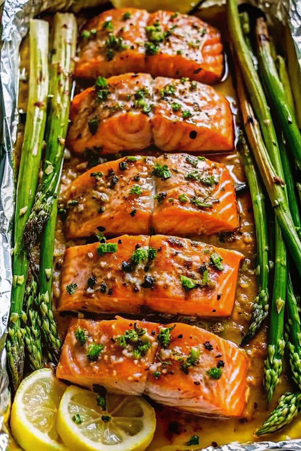 Garlic Butter Baked Salmon with Asparagus