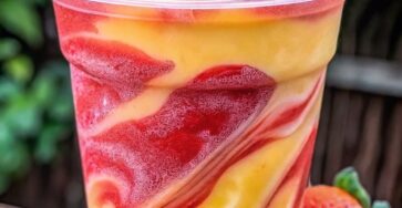 Pineapple Strawberry Swirled Slushies
