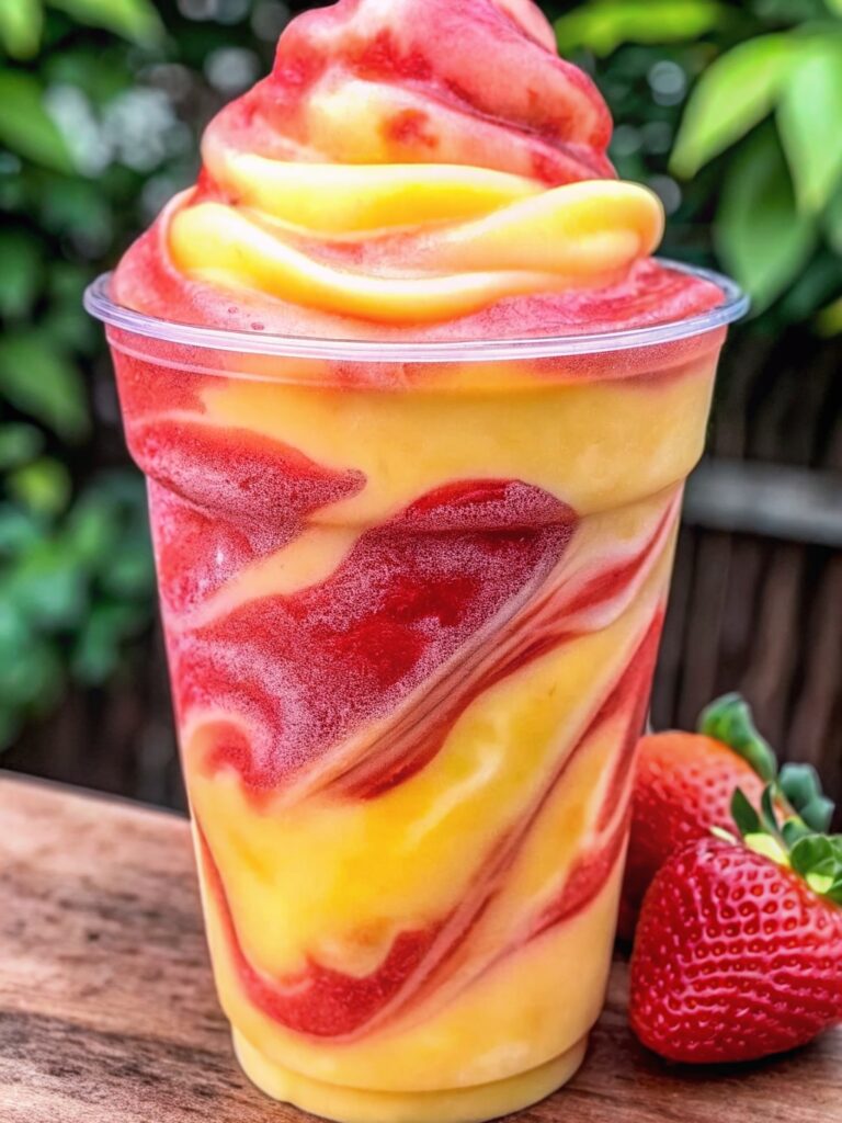 Pineapple Strawberry Swirled Slushies