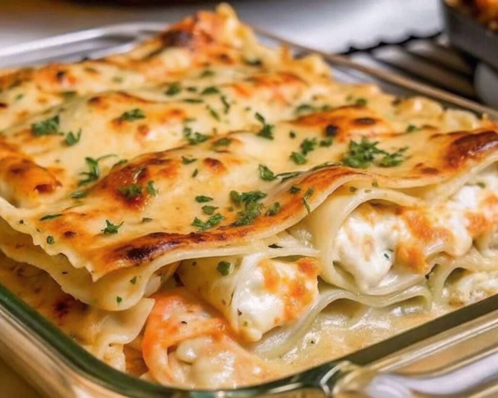 Garlic Butter Shrimp Scampi Lasagna