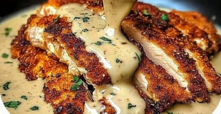 Parmesan Crusted Chicken with Creamy Garlic Sauce