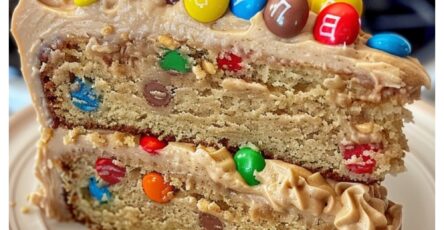 M&M’s Peanut Butter Cake with Peanut Butter Frosting