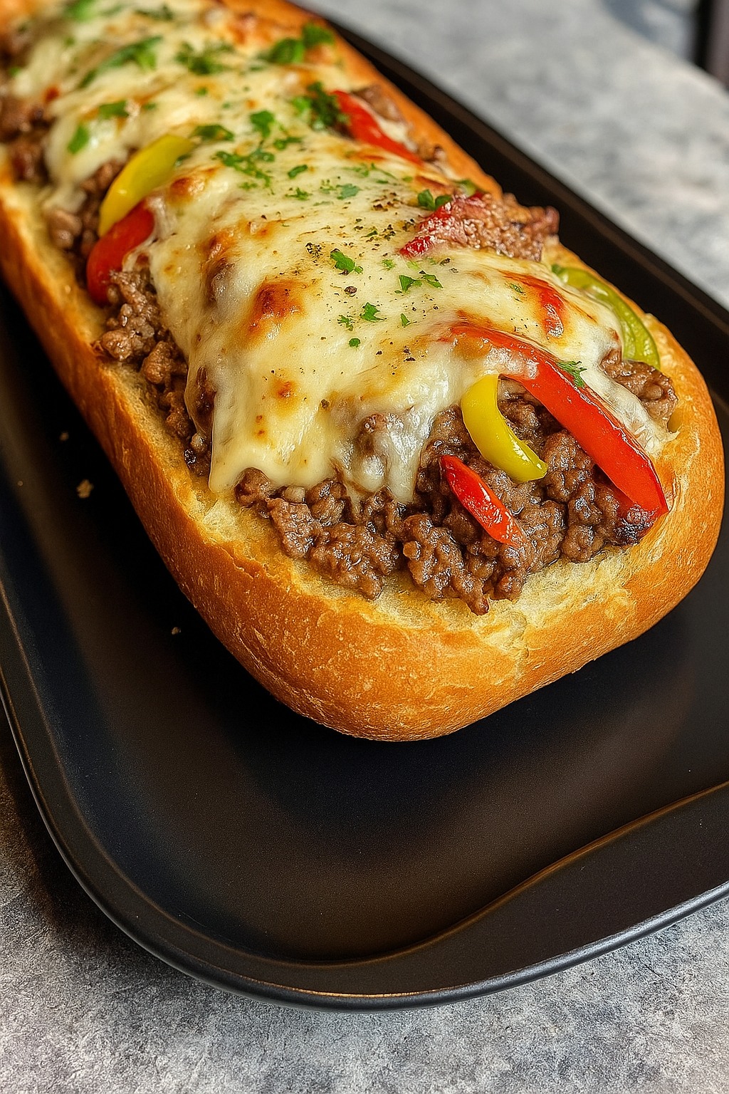 Cheesesteak-Stuffed Garlic Bread Loaf Recipe