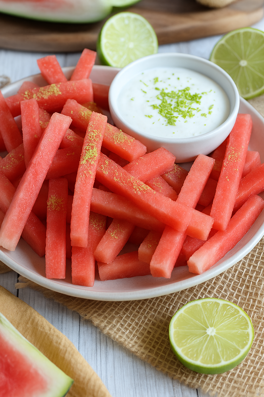 Watermelon Fries with Coconut Lime Dip