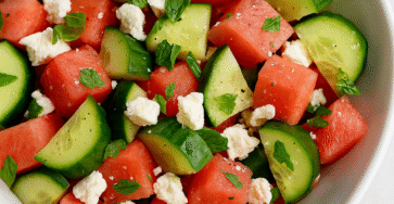 Simple Watermelon Cucumber Feta Salad