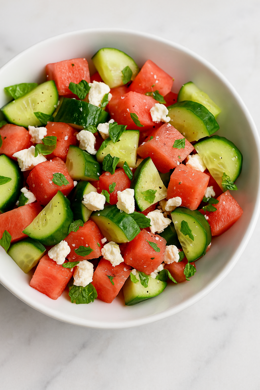 Simple Watermelon Cucumber Feta Salad