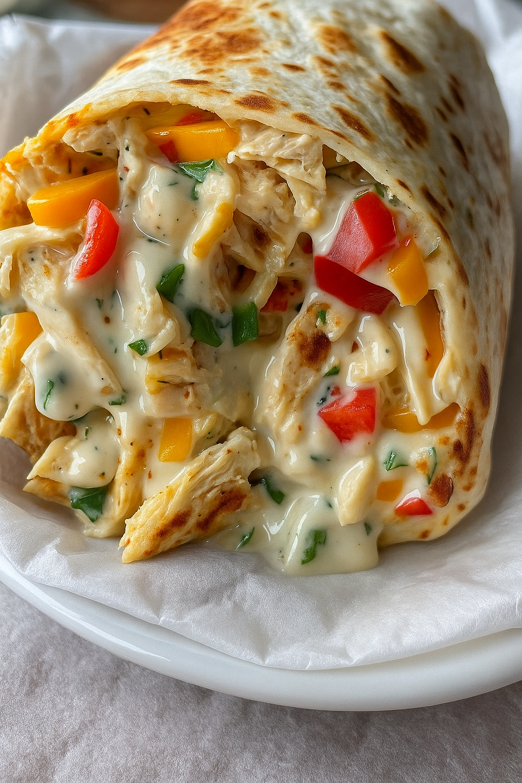 Chicken Bell Pepper Ranch Burritos