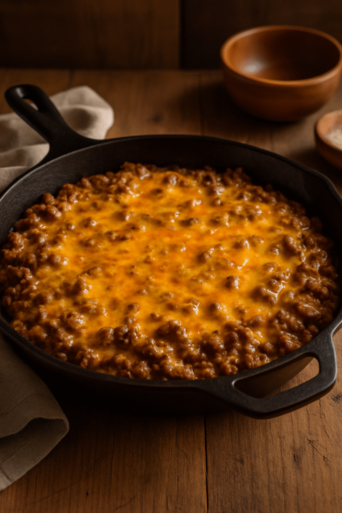Cheesy Ground Beef Skillet Casserole