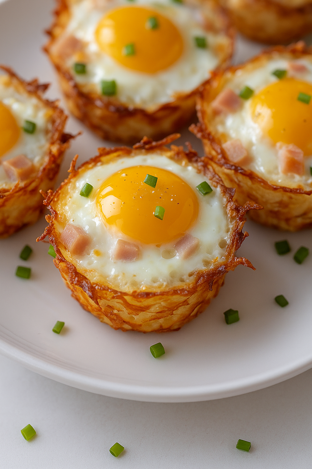 Potato Nests with Eggs, Ham & Cheese