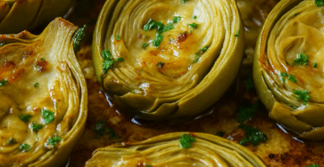Garlic Butter Roasted Artichokes