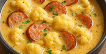 Keto Kielbasa Soup with Cauliflower