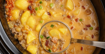 Slow Cooker Cheesy Hamburger Potato Soup