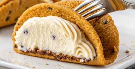 Chocolate Chip Cookie Taco with Vanilla Cream Filling