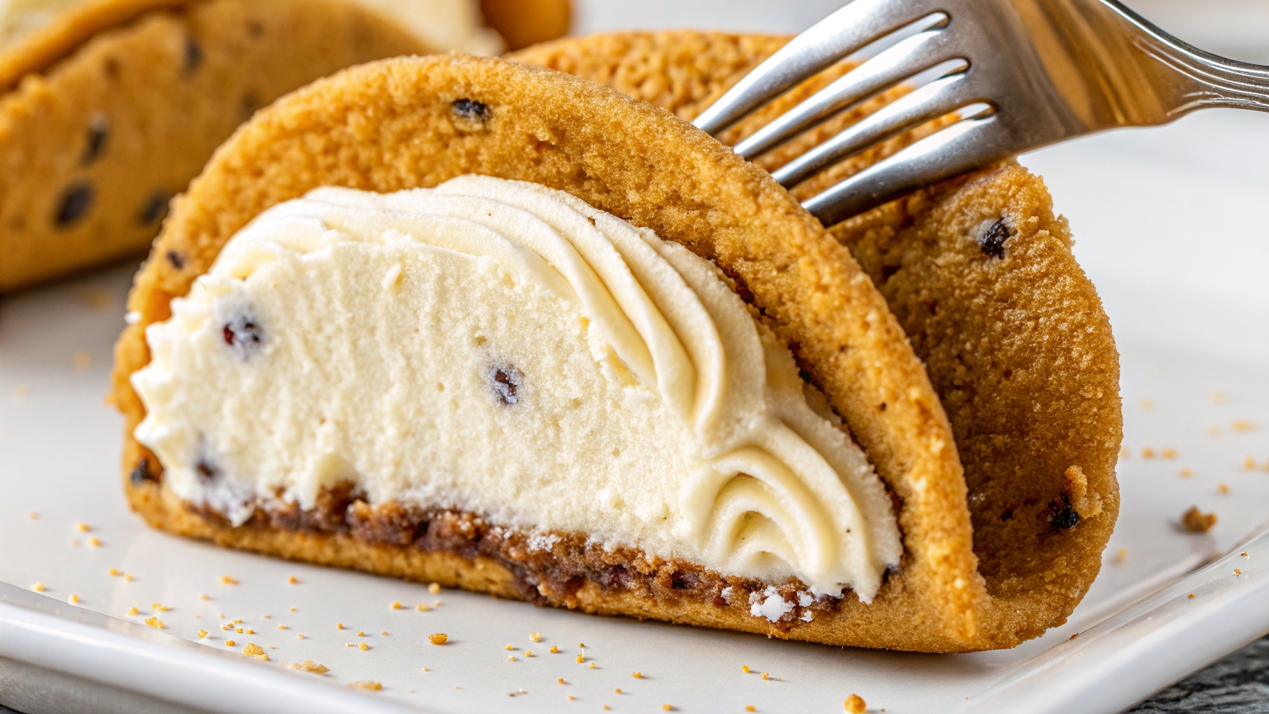 Chocolate Chip Cookie Taco with Vanilla Cream Filling
