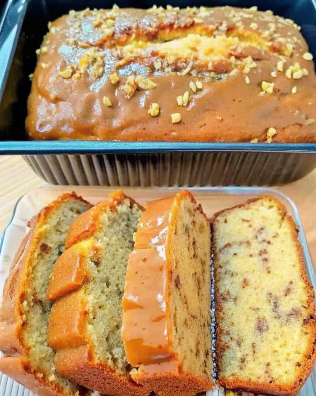 Caramel Glazed Banana Bread Loaf