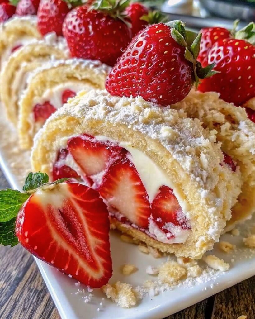 Strawberry Cream Roll Cake