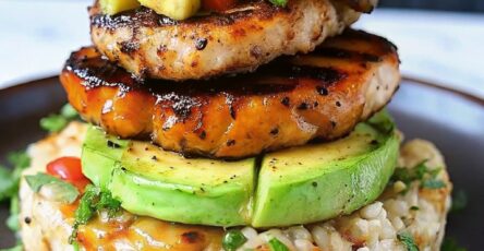 Honey Lime Chicken & Avocado Rice Stack