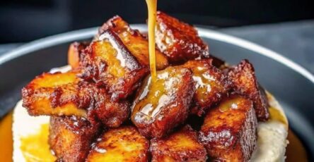 Caramelized Plantains on Cheesecake