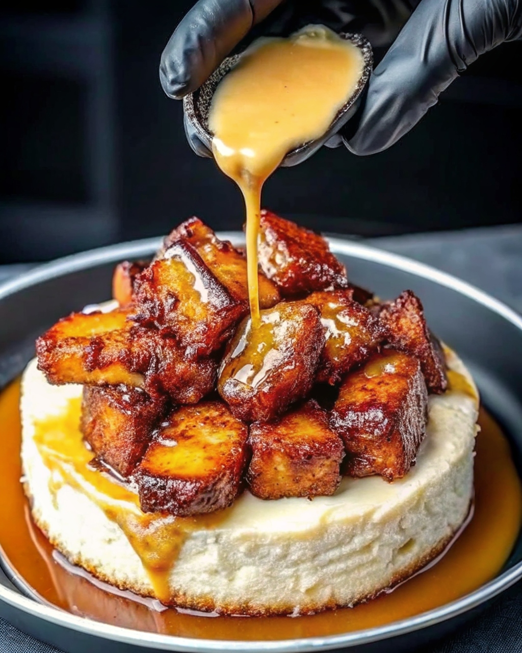 Caramelized Plantains on Cheesecake