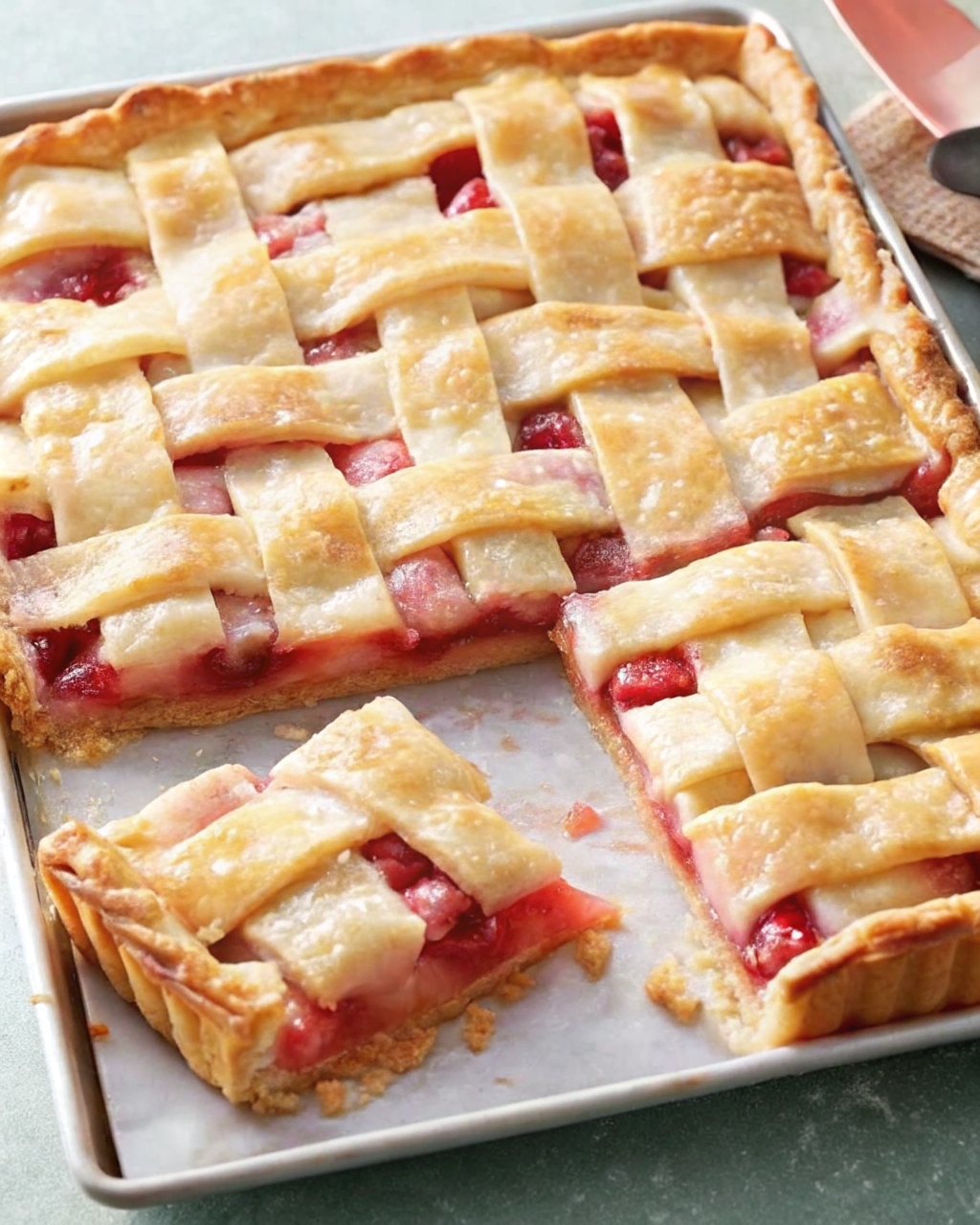 Raspberry-Rhubarb Slab Pie