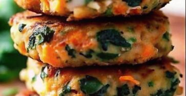 Golden Mediterranean Salmon Cakes with Spinach and Feta
