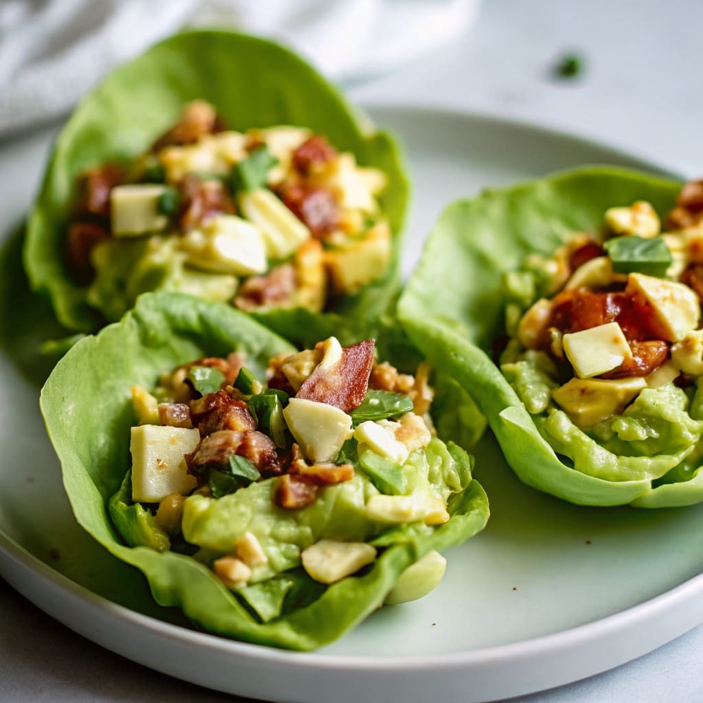 Avocado Hard-Boiled Egg and Bacon Lettuce Cups Recipe