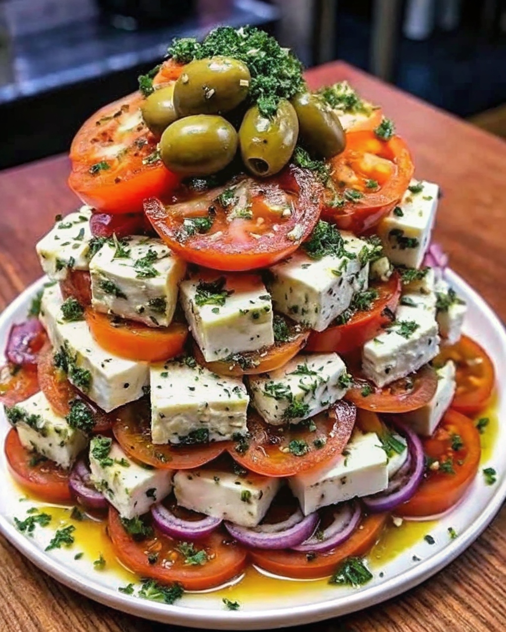 Greek Feta Salad Tower