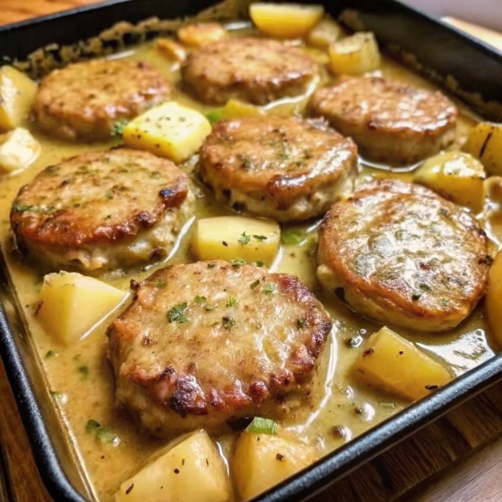 Smothered Pork Chops with Potatoes in Gravy